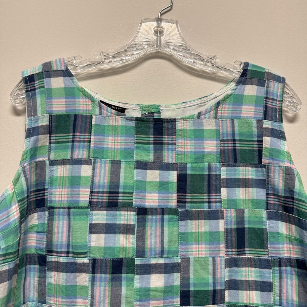 Talbots Madras Patchwork Sleeveless Back Button W… - image 4